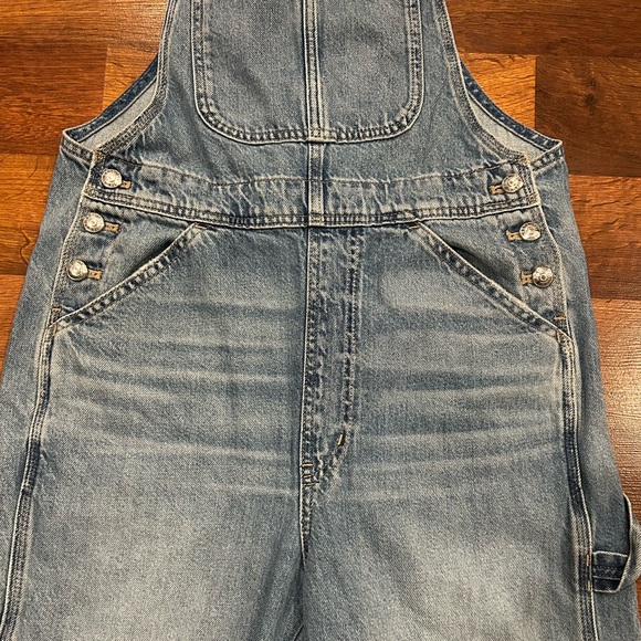 NWT Madewell Denim Relaxed Carpenter Overalls Lewisberg Wash Women’s Size Small - Picture 3 of 10